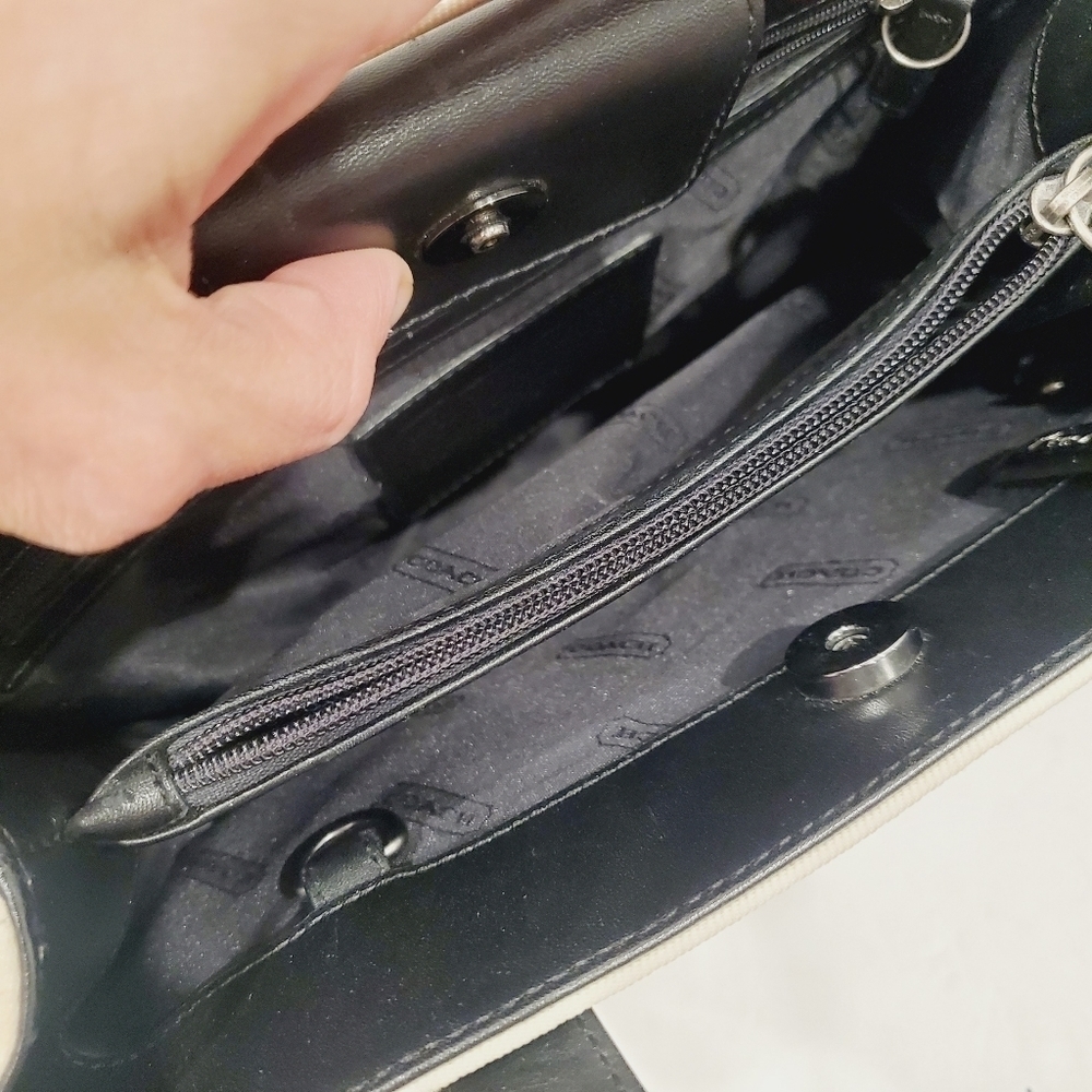 COACH Mercer Nylon & Leather Black & White Shoulder Bag Tote 7411 - Picture 6 of 6